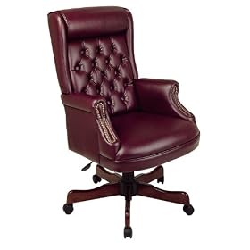 Office Star Vinyl High Back Traditional Chair Oxblood