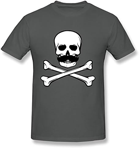 KATOA Men's Mustache Skull Crew Neck T-Shirt DeepHeather