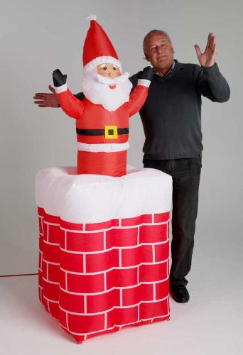 6 FOOT SANTA IN CHIMNEY RISING UP AND DOWN WITH 