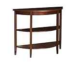 IMAGE OF Shelburne Cherry Demi-lune Console Table with 2 Shelves