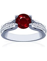 Platinum Round Cut Ruby Ring With Sidestones (GIA Certificate)