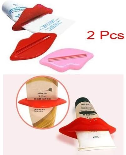 Practical Toothpaste Squeezer Tube Dispenser with Mouth Lip Shape-red and Pink
