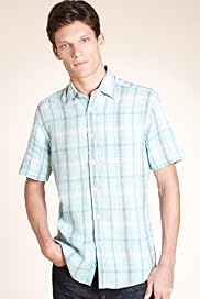 Autograph Pure Linen Classic Collar Checked Shirt