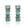Sterling Silver Marcasite and Glass Click Earrings