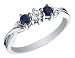 Blue Sapphire Gemstone Ring with Diamonds 1/10 Carat (ctw) in White Gold