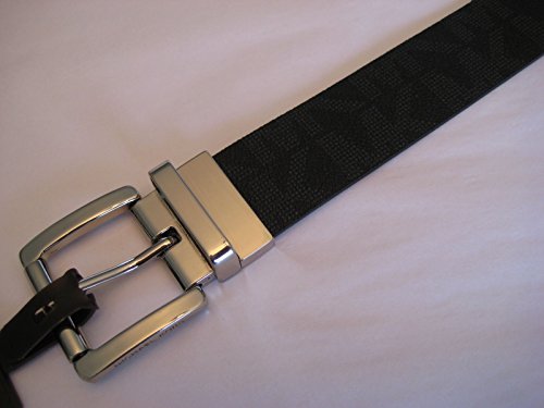 Michael Kors MK Logo Women's Silvertone Buckle Black Leather Belt (Reversible) @ The STAR Products