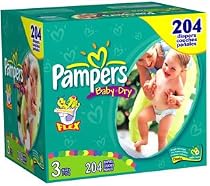 Pampers Baby-Dry Diapers, Size 3 (16-28 Lbs), Economy Plus Pack, 204 Diapers
