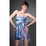 DEBUE Strapless Striped Sweetheart Dress Blue