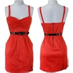 GRASS Stretch Satin Belted Dress