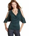 Soprano Drape-Neck Cold Shoulder Top