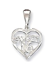 Sterling Silver SWEET 16 Heart Charm Pendant