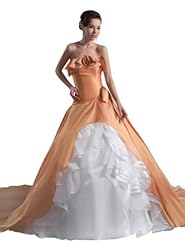 A-line Strapless Spring Fall Winter Taffeta Pleated  Dress with a Chapel Train 
