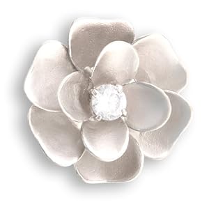 JanKuo Blush Matte Silver Color Flower Ring with Shiny Polish Edge Fashion Ring with Gift Box