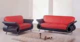 Product details for Gorgeous Modern Contemporary Red Black Leather Sofa Loveseat Living Room Set