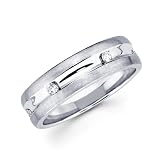 14K White Gold Round Diamonds Women's Couple Wedding Ring Band (0.12 ctw., GH Color, SI Clarity)