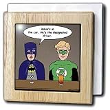 Rich Diesslins Funny General Cartoons - Super Hero Parody with Batman and Green Lantern at the bar - Tile Napkin Holders