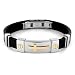 Stainless Steel and Black Rubber Bracelet With Gold Plated Cross