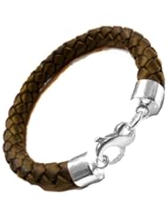 Designer Ellis Infinity Clasp Dark Brown 8mm 925 Sterling Silver Extra Thick Braided Leather Bracelet