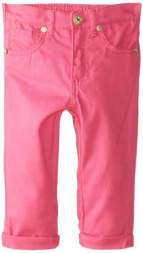 U.S. POLO ASSN. Little Girls' Skinny Roll Cuff Capri Pants, Pink Kite, 2T