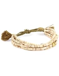 Tai Beige Shells and Crystal Beads Multi-Strand Bracelet