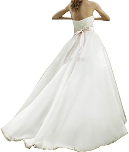 Fashion Sweetheart Detachable Sash Chapel Train White Hi-Lo Bridal Wedding Dress