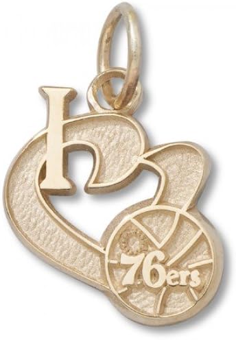 Philadelphia 76ers Pendant - 10k Gold I Heart New Logo 1/2"