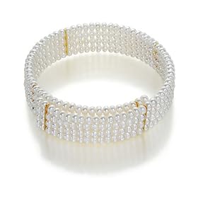 Orchira "Evening at Windsor" White pearl multi row adjustable choker