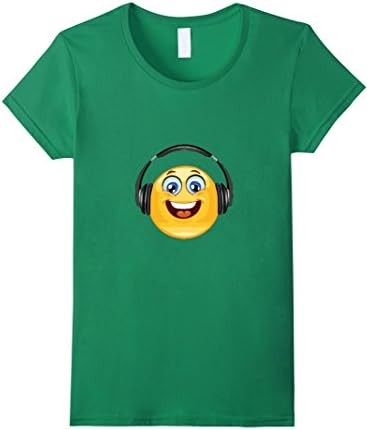 Women's Music Emoji T Shirt  Cool Smiley Smile Emoticon XL Kelly Green