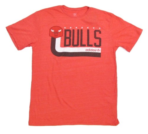 adidas Chicago Bulls Red Heathered Tri-Blend Distressed T-Shirt (Medium)