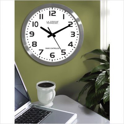 16 Atomic Wall Clock in Silver