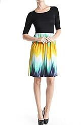 Knee Length Knit General Print Stretchy Fitted Midi Dress 