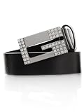 GUESS Leather Belt with G Rhinestone Buckle