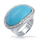 Bling Jewelry Silver Plated Vintage Turquoise Oval Ring