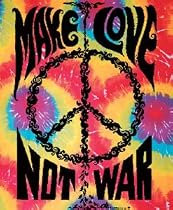 Make Love, Not War ~ Tie Dye Tapestry ~ Approx 40 X 45 Inches