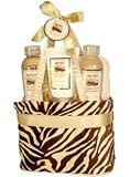 Morgan Avery Bath and Body Zebra Tote Gift Set, Sweet Vanilla
