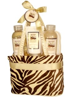Morgan Avery Bath and Body Zebra Tote Gift Set, Sweet Vanilla