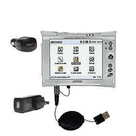 Click here to buy Retractable USB Hot Sync Compact Kit with Car and Wall Charger for the Archos AV320 -... by Gomadic for the Archos AV320.