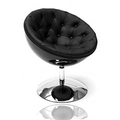 AMSTYLE Design Lounge Sessel Galaxy Leder schwarz Gesteppt / GFK Schale schwarz