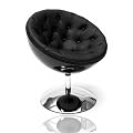 AMSTYLE Design Lounge Sessel Galaxy Leder schwarz Gesteppt / GFK Schale schwarz