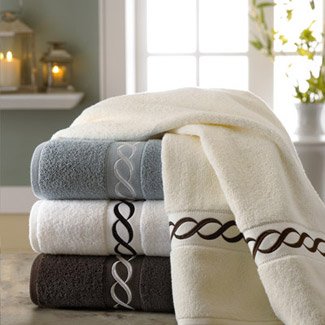 Turkishtowels Ricami Cable Embroidery Towel 18 Piece Towel Set (6 Bath, 6 Hand, 6 Wash), White