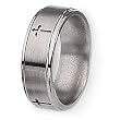 Ridged Edge Brushed & Polished Titanium Ring with Cross Design (8.0 mm) With Wood Box - Sizes 8.5-12.5