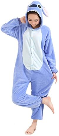 Adornplant Animal Cosplay Costume Adult Onesies Unisex Pajamas Blue Stitch (S)