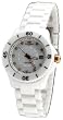 Oniss #ON8205-LRG7 Women's Rose Gold Trim Diamond Marker White Ceramic Watch
