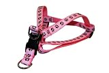 Small Pink/Brown Puppy Paws Dog Harness: 5/8