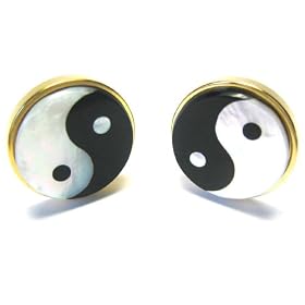 Buy Gold Mosaic Yin Yang Symbol in Onyx and MOP by CuffCrazy
