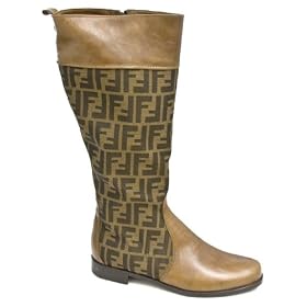 Fendi Brown Canvas and Leather Size 39.5 Ladies Boots 8W2391XF4F0DJL