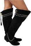 K70 Womens Over The Knee Pirate Black Boots Sizes 3-8 UK