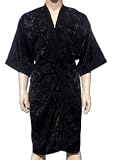 Black Kimono Bathrobe Robe Dressing Gown Thai Coat Night / Available in 18 different colours