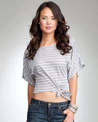 Metallic Stripe Kimono Tie Top