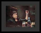 Al Pacino (Scarface - Sitting w/ Cigar) Movie Framed & Matted Poster Print - 16 X 20